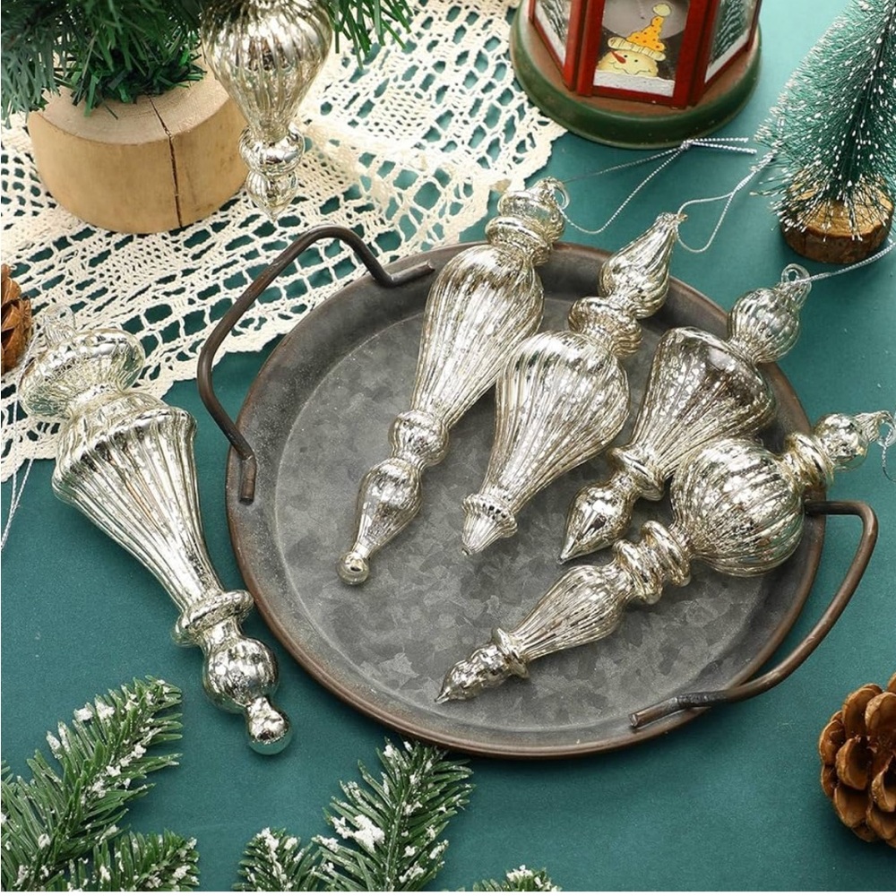 Elegant Silver Glass Ornaments